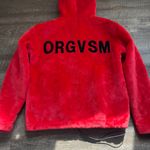 ORGVSM Red Fleece Oversized Hoodie Italy Streetwear Size Medium Unisex Photo 3
