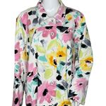 Alfred Dunner Jacket Women XL White Pink Floral Flower Jersey Granny Grandma Photo 0