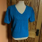 Vtg 80s Blue feminine v neck sweater Size M Photo 6