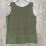 Spenser Jeremy Vintage 100% Silk Sleeveless Scoop Neck Shell Olive Green Large Photo 6