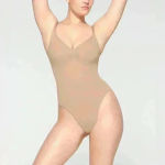 SKIMS New Seamless Sculpt Thong Bodysuit Shapewear Medium Clay Beige w Box $70 Photo 3