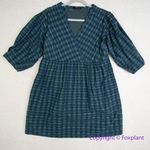 Madewell  Marianna Puff-Sleeve Mini‎ Dress in Plaid, forest, size XS Photo 2