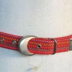 Vintage Kandell & Marcus Cherry Red Multicolor Rainbow Woven Belt Statement Photo 7