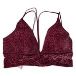 Victoria's Secret  Red floral Velvet Bra Large with Plunging Neckline Photo 0