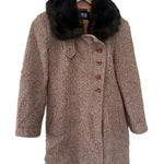 Marvin Richards Vintage  Wool Blend Detachable Faux Fur Collar Tweed Pea Coat S Photo 0