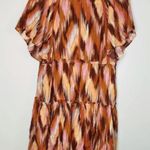 VICI  Mini Dress Boho Burnt Orange Ikat Design Flowy Short Sleeve Photo 1