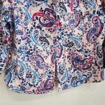 basic editions Paisley Boho 3/4 Sleeve Button Down Dress Shirt Work Wear Sz XL Photo 3