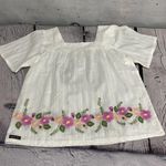 Matilda Jane | White & Pink Floral Embroidered Best-Dressed Square Neck Top Sz S. Photo 6