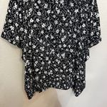 Ann Taylor Black White Floral High Neck Smocked Waist Short Sleeve Top XXL Photo 2