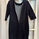 ZARA  Dark Blue Denim Couture Shift Dress Floral Rhinestones Women’s Size Medium Photo 6