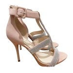 Jessica Simpson Barerra Rhinestone T Strap High Heel Sandals Nude Blush Women 9M Photo 0