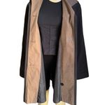 Gallery Vintage Black Brown Tan Trench Coat Medium Classic Long Overcoat Fall Photo 2