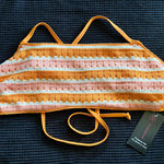 No Boundaries  Orange/White Crocheted Bikini Top Size‎ XL Straps Tie Lined Photo 0