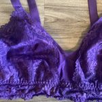 SHIMMER FLORAL LACE AND MESH BRALETTE Purple Size 1X Photo 4