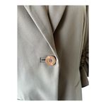 Peace Of Cloth Panticular Ruched Sleeve Beige Women’s Blazer Size 2 Gray Photo 3