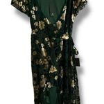 Lulus Dark Green Floral Velvet Midi Wrap Dress Women’s XS New with Tags Photo 0