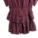 Love Shack Fancy  Marissa Plum Floral Embroidered Puff Sleeve V-Neck Mini Dress S Photo 6