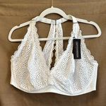 NWT Curvy Couture Unlined Lace Micro Bralette With Rocker Wire Size 44DDD White Photo 0