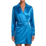 AQUA ‎ Blue Floral Print Long Sleeve Wrap Mini Dress - Women's Size M Photo 1