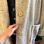 Vintage 90s Cream Plush Reversible Silk Long Oversized Hooded Coat Size 2X White Photo 11