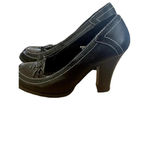Xhilaration ‎ Women's Black Leather Round Toe Slip-On Chunk Heel Shoes Photo 2