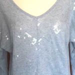 Anthropologie Baby blue gray sequin sparkle top Photo 4