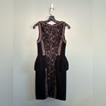 BCBG Max Azria Lilou Black Lace Illusion Peplum Sheath Dress Size 4 Cocktail Photo 5