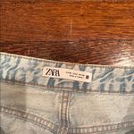 ZARA high rise Straight crop Leg Jeans with Distressed Hem Photo 1