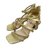 Zigi Soho Zigi Soro Sandals Size 6‎ Gold Open Toe Ankle Strap Dress Heels Sparkly Photo 0