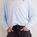 Free People NWT We The Free Nina V-Neck Long-Sleeve Tee ice water light blue - M Photo 0