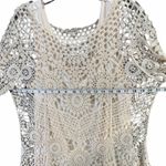 Ultra Pink Womens Crochet Lace Top XL Cream Open Knit Layering Tank Cottage Boho Chic Photo 3