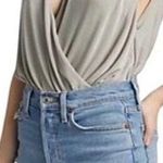 Free People NEW Night Owl Bodysuit V-Neck Size Small $68 Oxide Green Slinky Photo 1