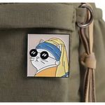 Cute Enamel White Cat Brooch Pin for Bags and Clothing Photo 1