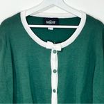 Collectif Lightweight White Ribbed Bow Cropped Green Cardigan Sweater Size 18 Photo 3