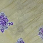 Vintage *Flaws* Style Unbranded Yellow Silk Square Purple Scarf Spring Photo 2