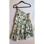 Free People All Mine One Shoulder Floral Print Linen Blend Ruffle Mini Dress M Photo 2