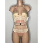New. WET gold metallic stripe swimsuit. Small. Retails $208 Photo 4
