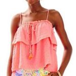 Lilly Pulitzer Dahlia Top Peachy Pink Spaghetti Straps Size XS NEW Photo 0