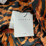 Sandro  Leopard Print Silk Twill‎ Maxi Dress Faunie Pintuck 38 US 6 Elegant Chic Photo 12