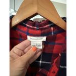 Beach Lunch Lounge Plaid Flannel Button Up Shirt Large Red Photo 2