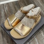 Abeo Solstice Buckle wedge sandal comfort cushioned gold metallic shoes size 7.5 Photo 7