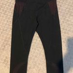 Lorna Jane Mint condition  cropped leggings. Black and burgundy. Sz S Photo 0