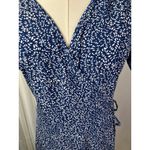 Kaileigh Kaela Faux Wrap Knit Dress Navy White Floral Print Short Sleeve M New Photo 1