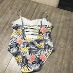 Hurley Women's Size XXL Cream Gray Tropical Floral One-Piece Swimsuit GUC Photo 2