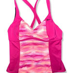 Nike  Women’s Tankini Swimwear Top Sz Large Pink / Coral Colorblock Photo 0