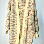 Anthropologie  Cream and Brown Textured Knit Cardigan Photo 0
