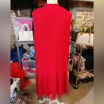 DKNY  pleated super stretchy silky red scarlet long dress tie bow neck sleeveless Photo 2