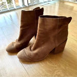Lucky Brand Ravynn Brown Faux Suede and Leather Block Heel Booties, Tan, 10 Photo 4