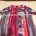 Bob Mackie  Womens SZ 1X Pink Blue Long‎ Sleeve Cardigan Sweater Full Art To Wear Photo 5