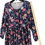 Old Navy Dress Womens Medium Blue Floral Rayon Boho Long Sleeve Mini Keyhole NEW Photo 9